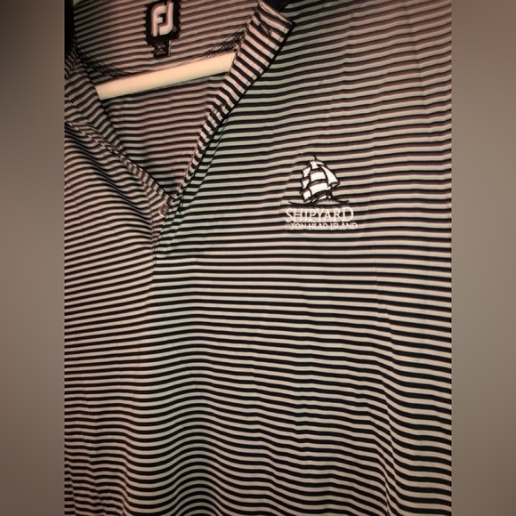 Footjoy Black & Grey Stripe Shipyard Hilton Head SC Mens Golf Shirt sz 2XL - Picture 3 of 7